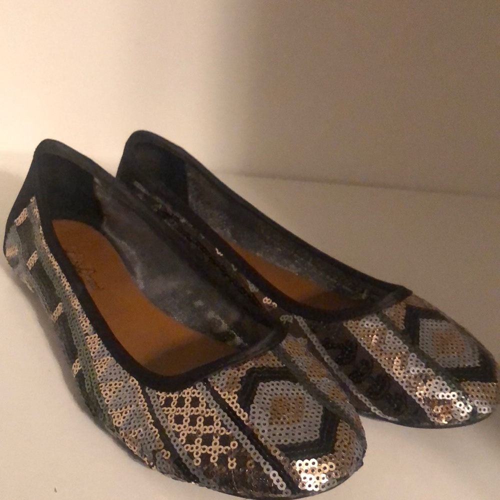 Lucky Brand flat slip ons.  Multicolor Sequins.